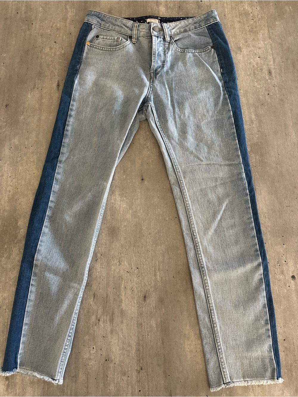 ROXY Womens Two-Tone Light Blue and Dark Blue Slim Boyfriend Jeans